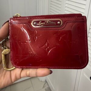 Louis Vuitton Cherry Red Patent Leather Card holder/Key kles Key Pouch Key Case
